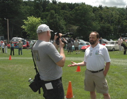 Charles Gould being interviewed.